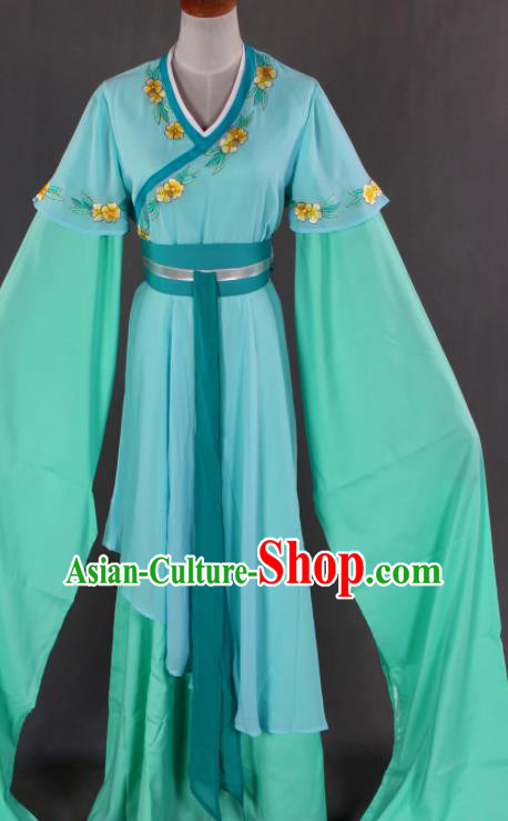 Chinese Ancient Noble Lady Garment Costumes Traditional Shaoxing Opera Actress Clothing Beijing Opera Hua Tan Green Dress Outfits
