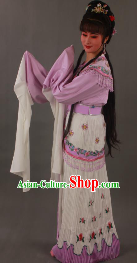 Chinese Beijing Opera Diva Garment Costumes Ancient Court Woman Violet Dress Outfits Traditional Shaoxing Opera Nobility Lady Clothing