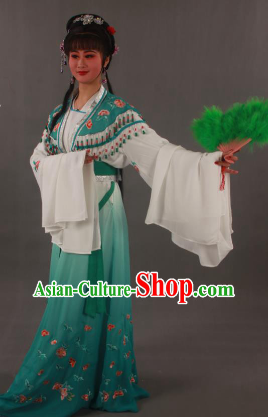 Chinese Traditional Shaoxing Opera Diva Clothing Beijing Opera Hua Tan Garment Costumes Ancient Fairy Green Dress Outfits