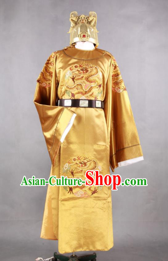 China Ancient King Garment Costumes Traditional Monarch Embroidered Clothing Ming Dynasty Emperor Yellow Imperial Robe Uniforms and Hat
