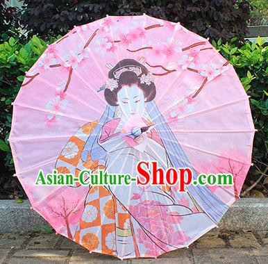 Japanese Geisha Printing Silk Umbrella Traditional Festival Umbrellas Beautiful Women Umbrella Classical Umbrella