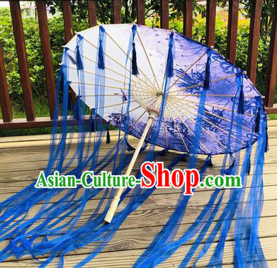 Chinese Ancient Swordswoman Ribbon Tassel Umbrella Classical Dance Umbrella Traditional Hanfu Umbrella Handmade Silk Umbrellas
