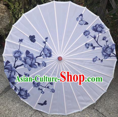 Chinese Women Group Dance Umbrella Classical Dance Umbrella Traditional Hanfu Umbrella Handmade Painting Gardenia Silk Umbrellas