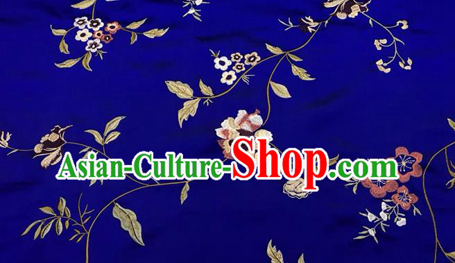 China Embroidered Blue Damask Cloth Classical Qipao Dress Brocade Material Tang Suit Drapery Traditional Cheongsam Silk Fabric