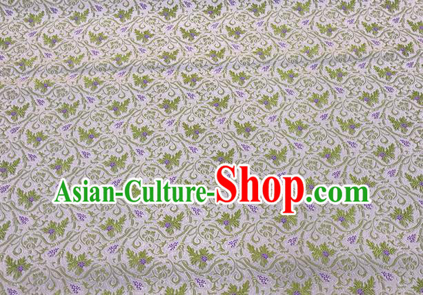 China Traditional Cheongsam Drapery Royal Grape Pattern White Brocade Material Classical Qipao Dress Damask Cloth Tang Suit Silk Fabric