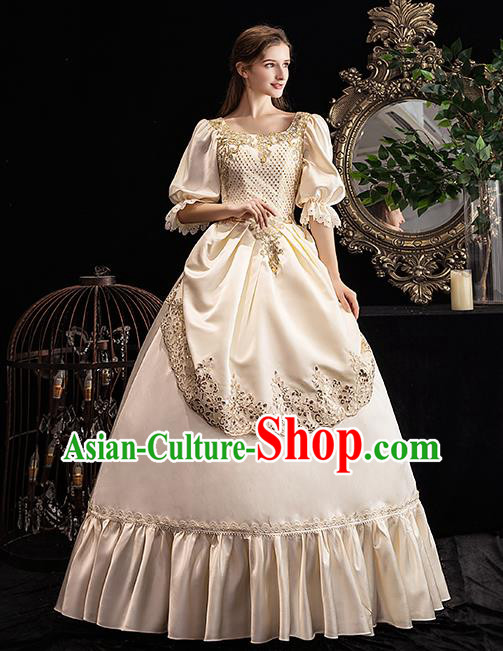 Top European Drama Performance Clothing Western Court Princess Champagne Full Dress Christmas Garment Costume Chorus Formal Attire