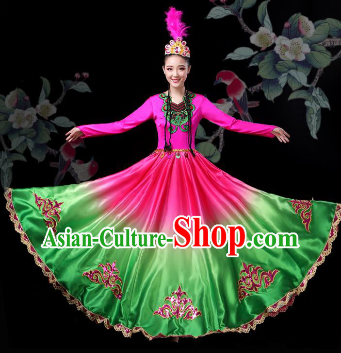Chinese Spring Festival Gala Opening Dance Garment Costumes Xinjiang Ethnic Dance Dress Outfits Uyghur Nationality Performance Clothing