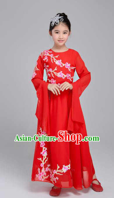 Custom Children Chorus Group Costume Modern Dance Red Dress Girls Stage Performance Fashion Clothing