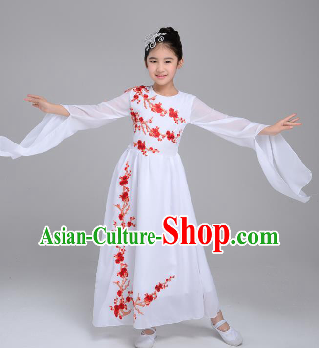 Custom Girls Stage Performance Fashion Clothing Children Chorus Group Costume Modern Dance White Dress
