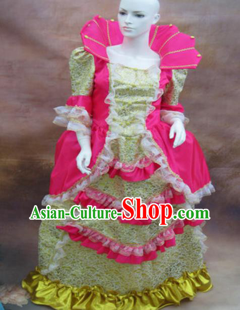 Top Christmas Princess Garment Costume England Royal Formal Attire European Drama Performance Clothing Western Queen Pink Full Dress