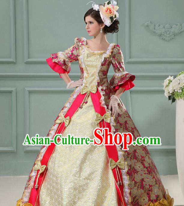 Top Western Queen Garment Costume Christmas Ballroom Dance Formal Attire European Court Clothing England Royal Rosy Full Dress