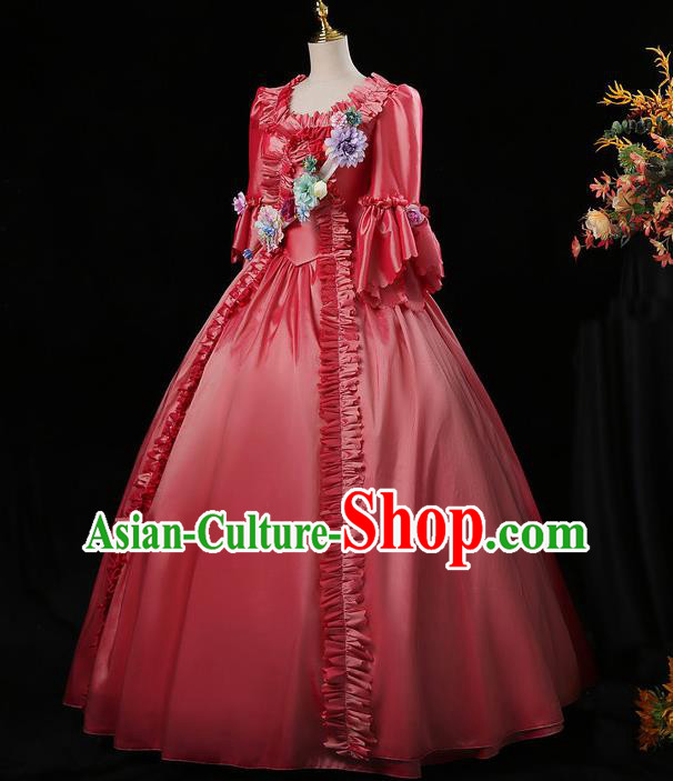 Top Ballroom Dance Formal Attire European Drama Performance Clothing England Royal Princess Pink Full Dress Western Court Garment Costume
