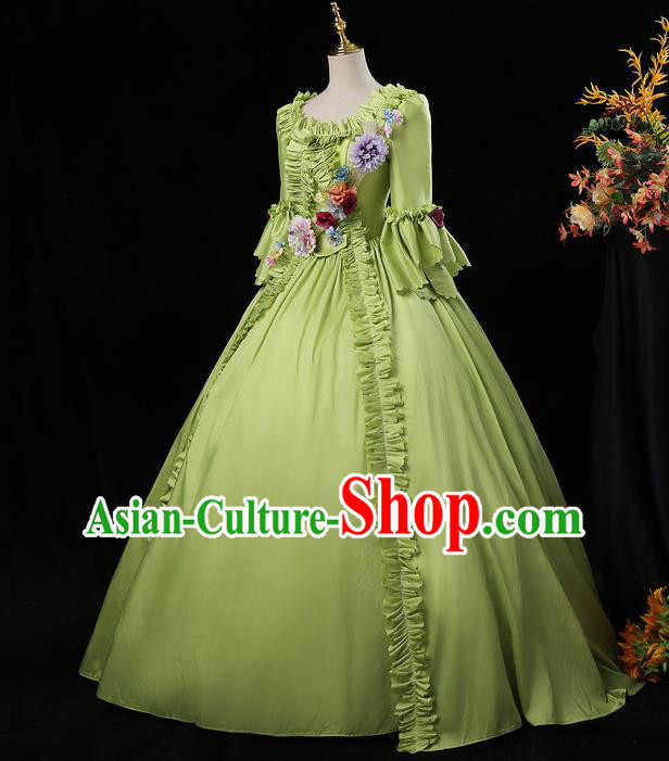 Top Western Court Garment Costume Ballroom Dance Formal Attire European Drama Performance Clothing England Royal Princess Light Green Full Dress