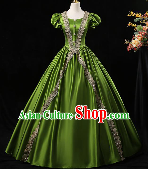 Top European Party Clothing England Princess Green Full Dress Western Court Garment Costume Ballroom Dance Formal Attire