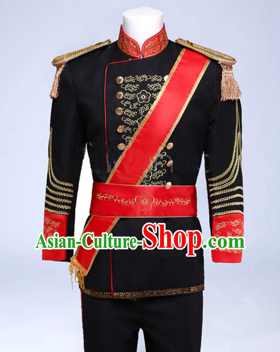 Custom European Drama Garment Costume England Royal Guard Clothing Annual Meeting Performance Suits Western Prince Black Jacket