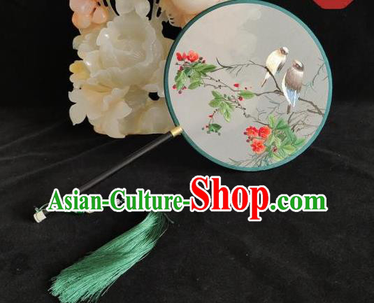 China Traditional Hanfu Dance Fan Handmade Double Sides Palace Fan Suzhou Embroidery Silk Fan Hand Embroidered Begonia Fan