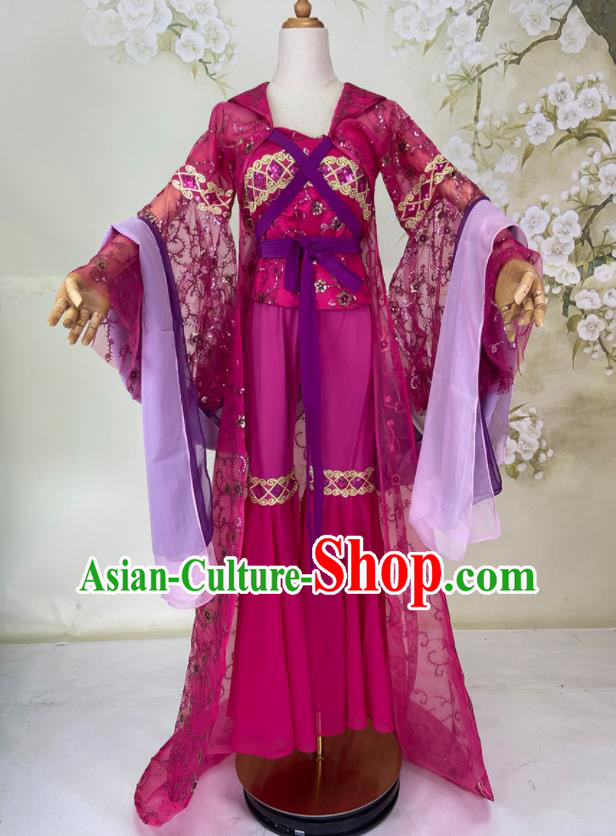 Chinese Tang Dynasty Court Woman Rosy Dress Outfits Traditional Drama Tong Liya Dance Garment Costumes Ancient Imperial Consort Clothing
