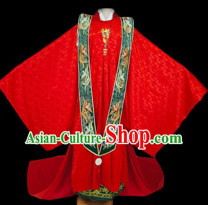 Chinese Ming Dynasty Empress Red Dress Outfits Traditional Drama Wedding Bride Garment Costumes Ancient Royal Queen Clothing