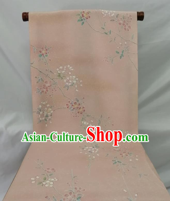 Japanese Women Kimono Dress Corset Accessories Traditional Yukata Belt Pink Silk Fabric Classical Sakura Pattern Waistband