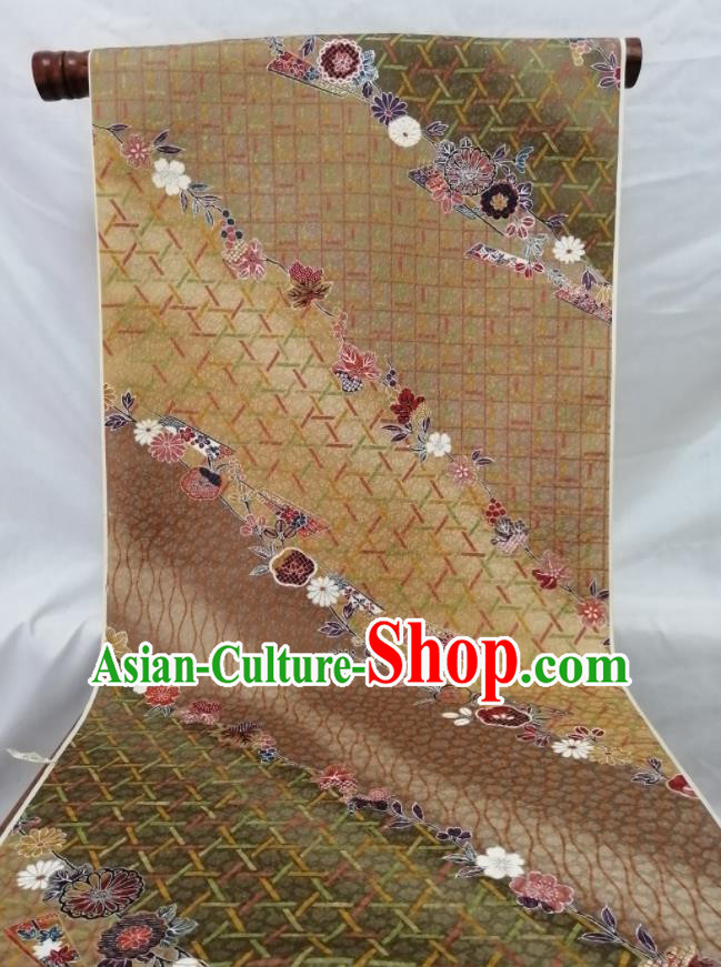 Japanese Traditional Yukata Belt Silk Fabric Classical Daisy Pattern Waistband Material Kimono Dress Corset Accessories