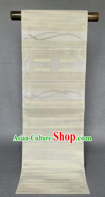 Japanese Summer Kimono Dress Corset Accessories Traditional Yukata Robe Beige Brocade Belt Classical Flow Pattern Wafuku Waistband