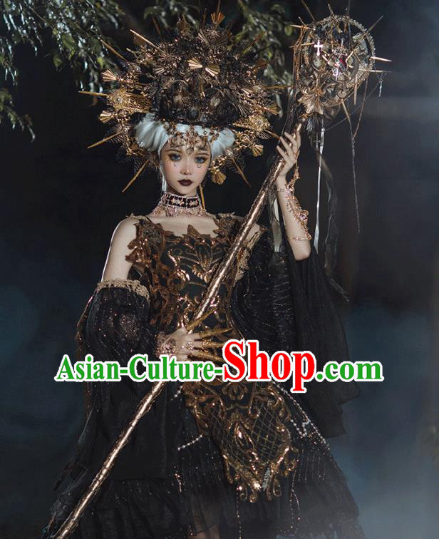Top Stage Show Crystal Mace Handmade Queen Accessories Cosplay Goddess Props Gothic Princess Sceptre