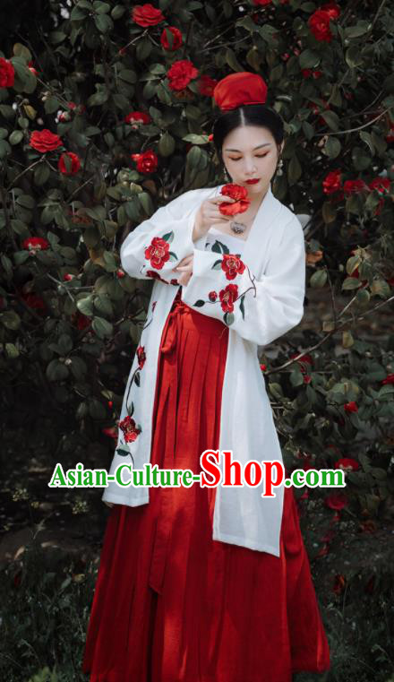 China Song Dynasty Young Woman Hanfu Dress Attires Ancient Beauty Garment Costumes Traditional Civilian Female Historical Clothing