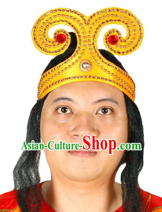 Chinese Beijing Opera Warrior Headdress Handmade Opera Lu Zhishen Hair Clasp Headwear Peking Opera Hero Hair Accessories