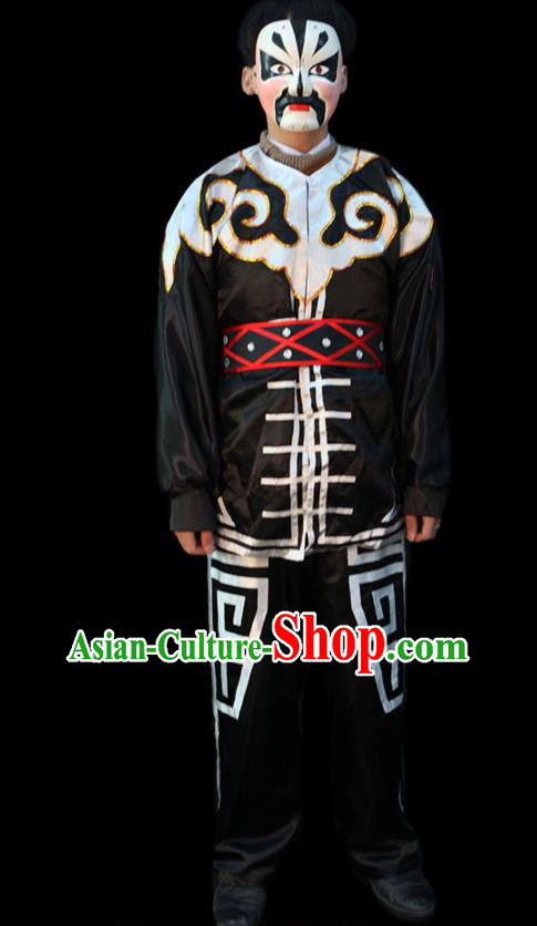 China Cosplay Song Dynasty Water Margin Hero Costumes Beijing Opera Swordsman Clothing Traditional Peking Opera Wusheng Black Outfits