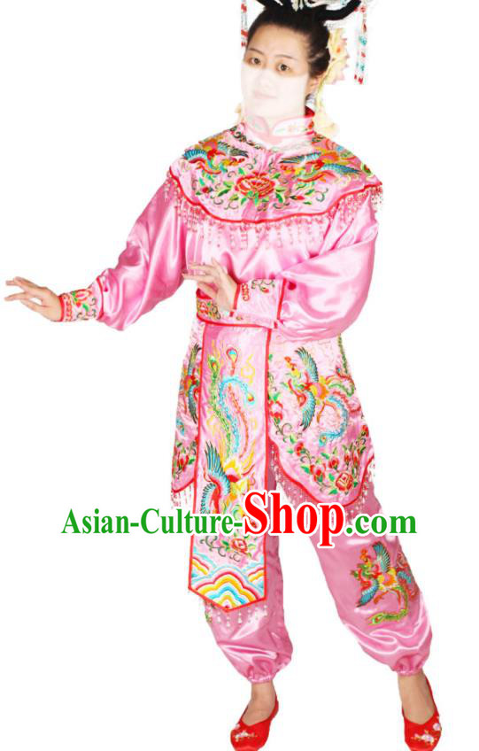 Chinese Peking Opera Hua Mulan Pink Uniforms Traditional Cosplay Female General Clothing Beijing Opera Swordswoman Garment Costumes
