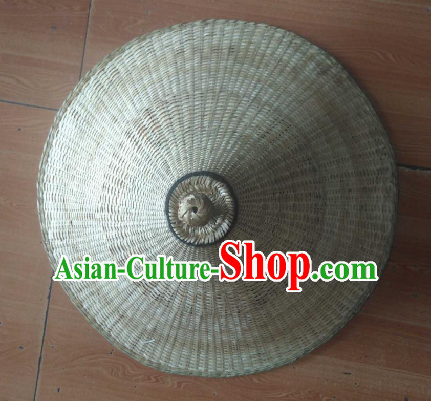 China Handmade Straw Plaited Rain Hat Yi Minority Country Woman Headdress Liangshan Ethnic Group Village Female Headwear
