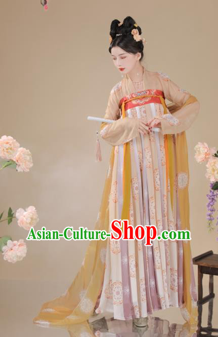 China Traditional Hanfu Garment Costumes  Ancient Princess Hanfu Dress Tang Dynasty Palace Beauty Clothing