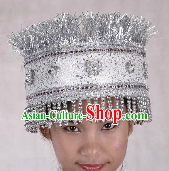 China Miao Nationality Festival Performance Headdress Handmade Minority Hat Hmong Ethnic Group Folk Dance Headwear
