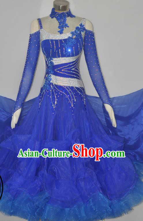 Custom International Dance Garment Woman Waltz Performance Dancewear Ballroom Dancing Royalblue Dress Modern Dance Clothing
