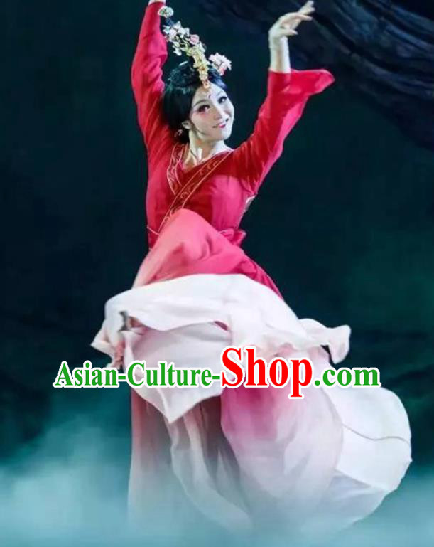 Chinese Classical Dance Red Dress Stage Performance Garment Zhaojun Chu Sai Dance Costumes Female Solo Dance Clothing