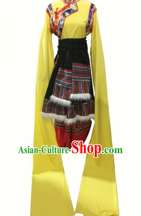 Chinese Ethnic Male Festival Garment Costumes Zang Nationality Folk Dance Clothing Tibetan Minority Stage Performance Outfits