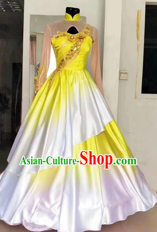 Professional Opening Dance Yellow Dress Modern Dance Garment Costume Stage Performance Clothing