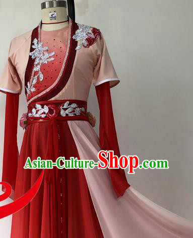 Chinese Woman Stage Performance Red Dress Outfits Hanfu Beauty Dance Luo Fu Clothing Classical Dance Garment Costumes