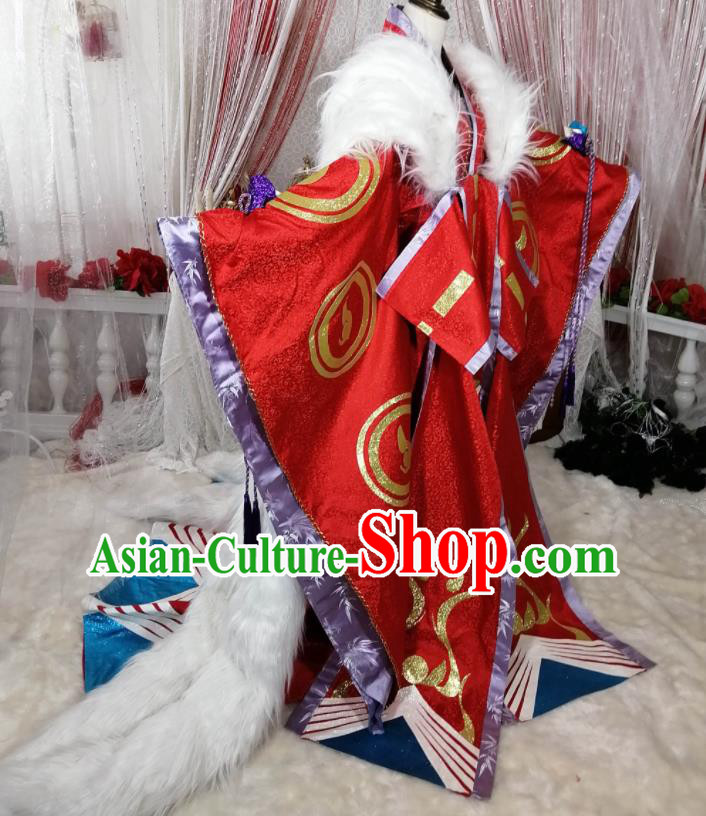 Custom Cosplay Onmyoji Red Dress Halloween Garment Costume Japanese King Kimono Clothing
