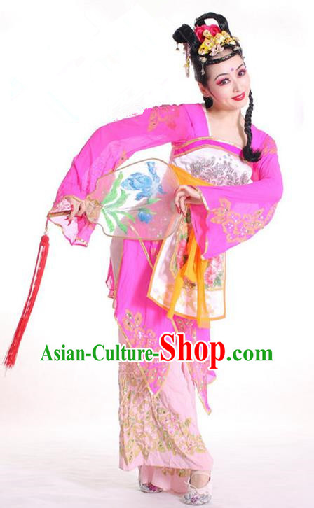 Chinese Stage Performance Rosy Outfits Fairy Fan Dance Clothing Classical Dance Garment Costumes