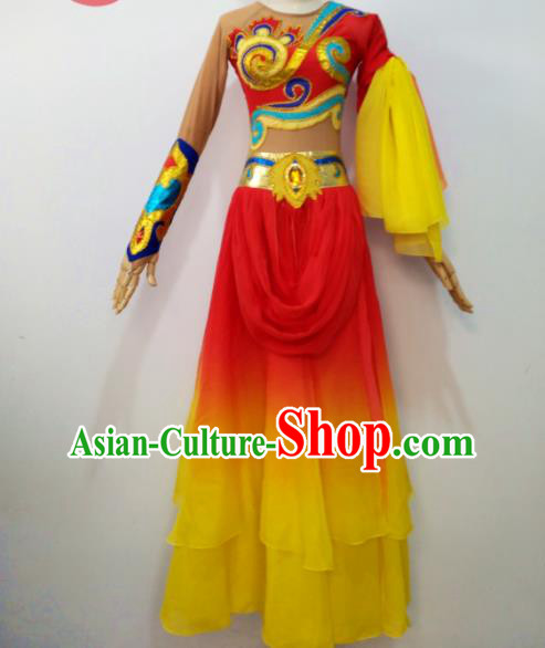 Chinese Classical Dance Garment Costumes Flying Apsaras Stage Performance Red Dress Outfits Drum Dance Clothing