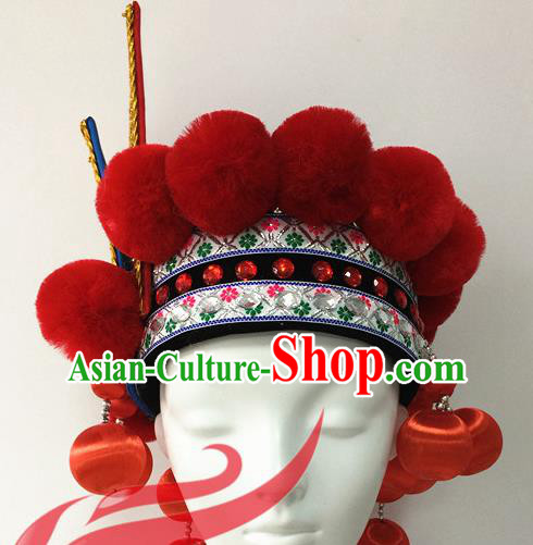Top China Ethnic Stage Performance Headdress Minority Folk Dance Hat Zhuang Nationality Female Dance Hair Accessories