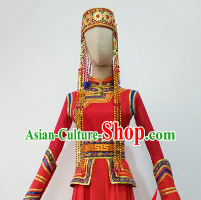 Top China Mongolian Minority Princess Tassel Headwear Mongol Nationality Female Dance Hat Ethnic Stage Performance Headdress