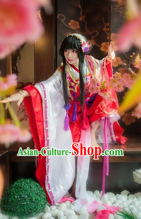 Chinese Ancient Swordswoman Garment Costumes Traditional Cosplay Female Knight Red Dress Fairy Princess Clothing