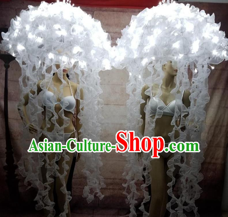 Custom Halloween Performance Hair Accessories Stage Show LED Headdress Catwalks Luxury Tassel Hat