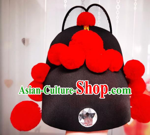 Chinese Ancient Bridegroom Headwear Ming Dynasty Wedding Male Headdress Peking Opera Young Man Black Hat