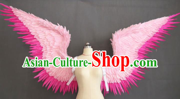 Custom Brazil Parade Props Halloween Cosplay Deluxe Pink Feather Angel Wings Stage Show Decorations Carnival Catwalks Back Accessories
