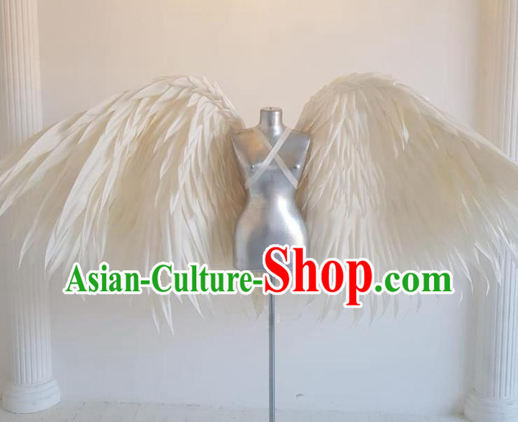 Custom Brazil Catwalks Props Cosplay Deluxe White Feather Wings Halloween Stage Show Decorations Carnival Parade Angel Back Accessories