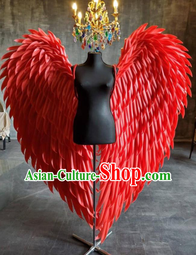 Custom Carnival Parade Angel Back Accessories Brazil Catwalks Props Cosplay Deluxe Red Feather Wings Halloween Stage Show Decorations