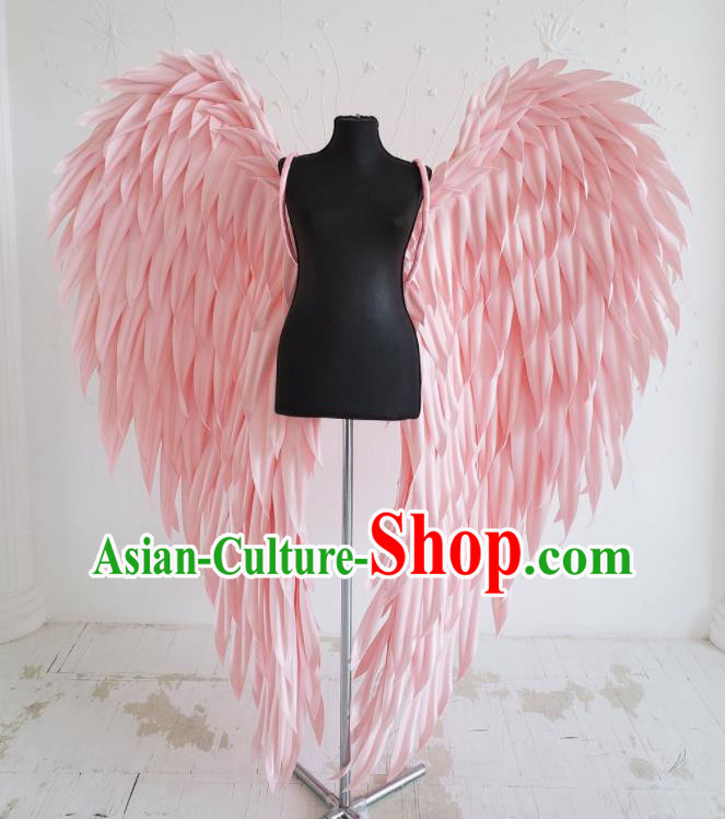 Custom Halloween Stage Show Decorations Carnival Parade Angel Back Accessories Brazil Catwalks Props Cosplay Deluxe Pink Feather Wings